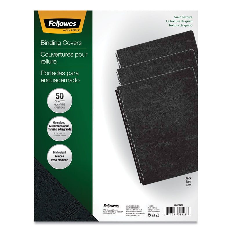 Fellowes Expressions Classic Grain Texture Presentation Covers for Binding Systems, Black, 11.25 x 8.75, Unpunched, 200/Pack