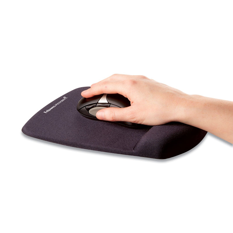 Fellowes PlushTouch Mouse Pad with Wrist Rest, 7.25 x 9.37, Black