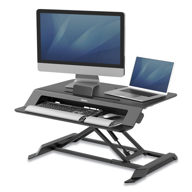 Fellowes Lotus LT Sit-Stand Workstation, 34.38" x 28.38" x 7.62", Black