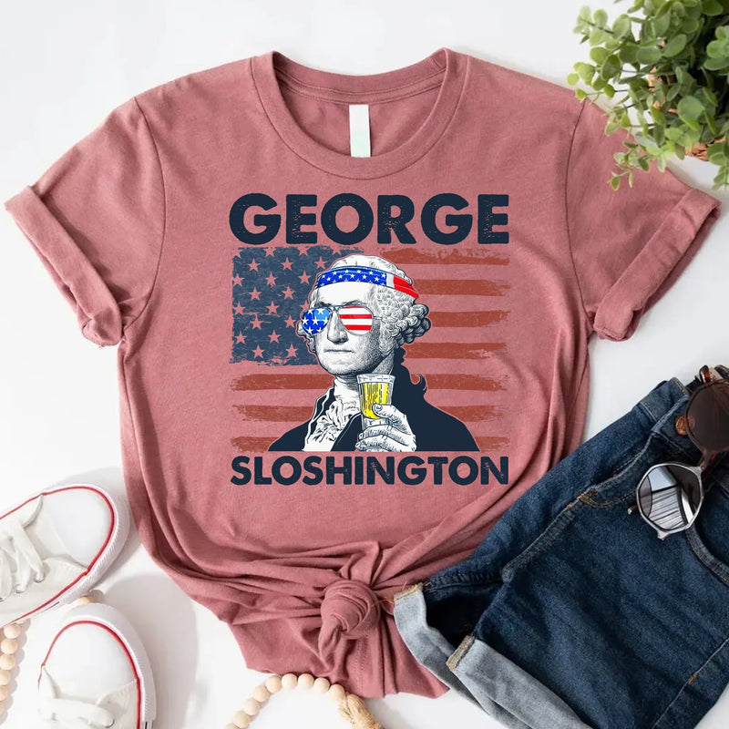 George Sloshington 4th of July Shirt – Washington Drinking Party Tee
