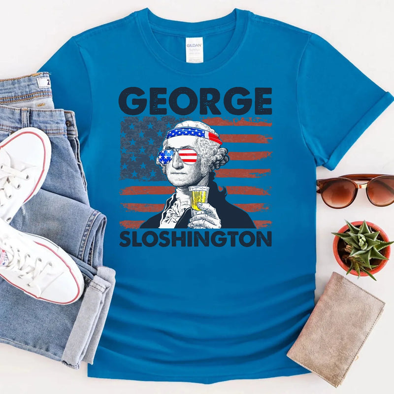 George Sloshington 4th of July Shirt – Washington Drinking Party Tee