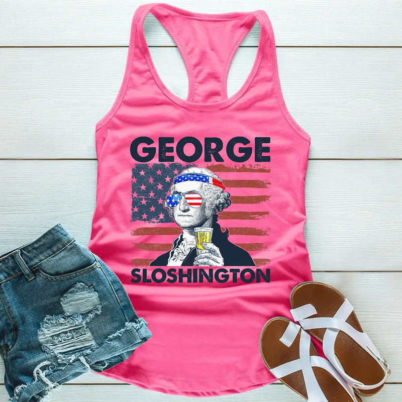 George Sloshington Unisex Tank Top – Founding Father Party Tee