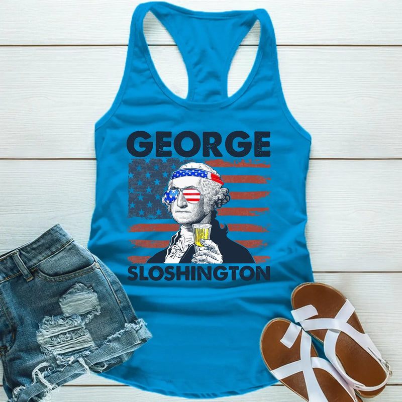 George Sloshington Unisex Tank Top – Founding Father Party Tee