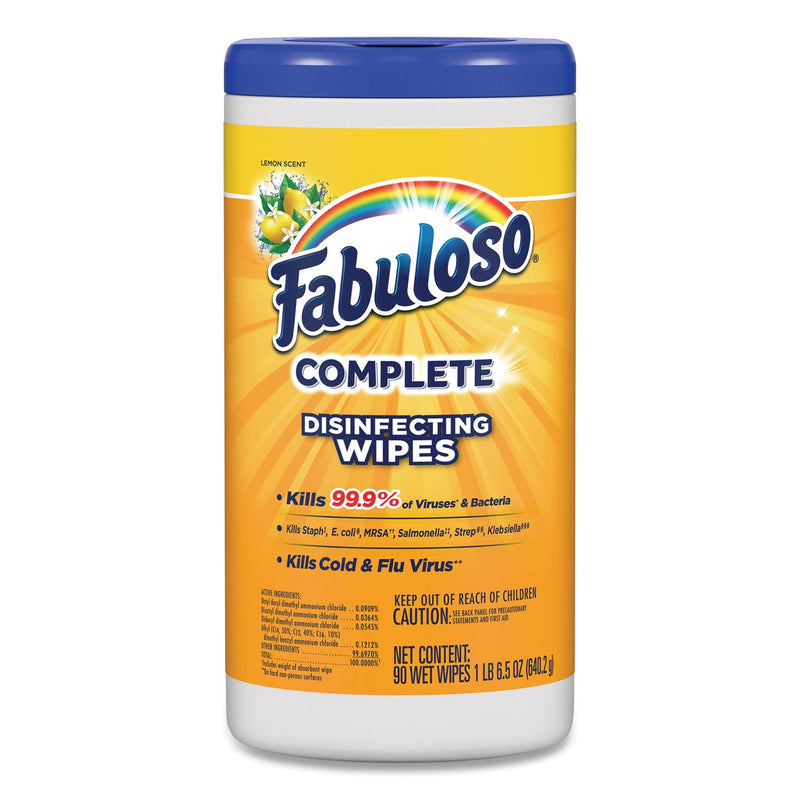 Fabuloso Multi Purpose Wipes, 7 x 7, Lemon, 90/Canister