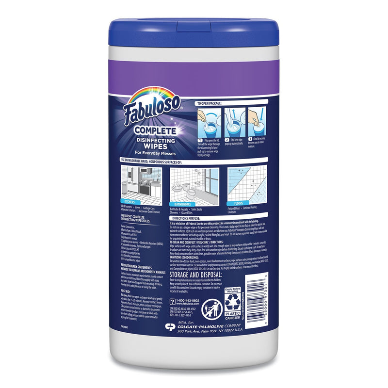 Fabuloso Multi Purpose Wipes, 7 x 7, Lavender, 90/Canister, 4 Canisters/Carton