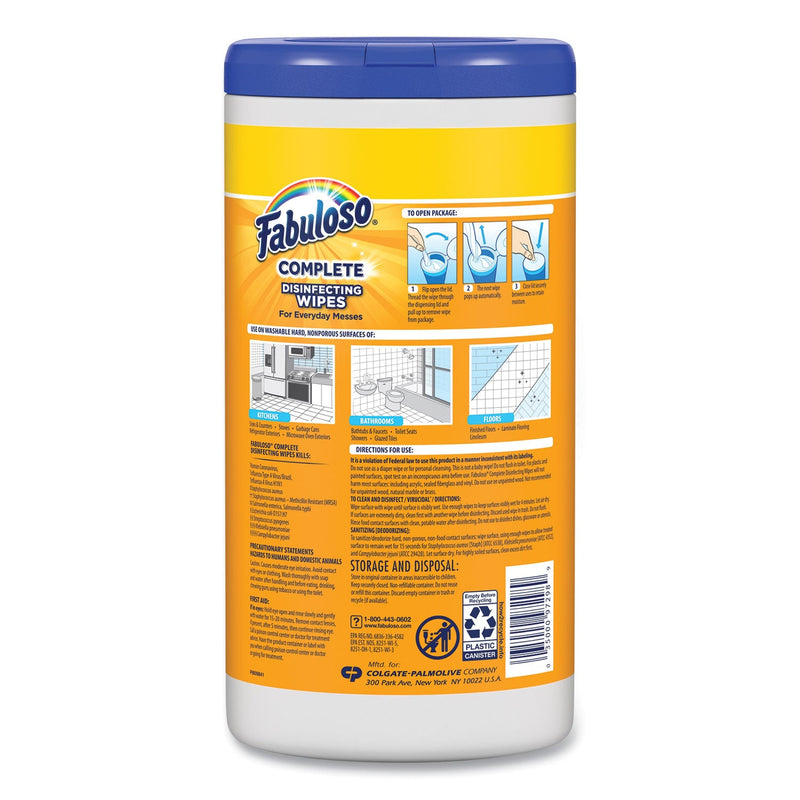 Fabuloso Multi Purpose Wipes, 7 x 7, Lemon, 90/Canister