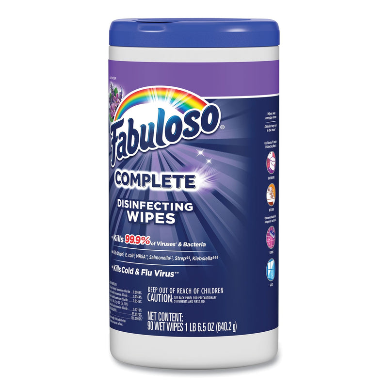 Fabuloso Multi Purpose Wipes, 7 x 7, Lavender, 90/Canister, 4 Canisters/Carton