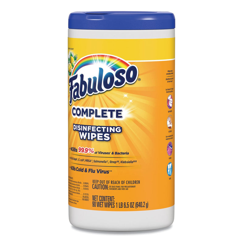 Fabuloso Multi Purpose Wipes, 7 x 7, Lemon, 90/Canister