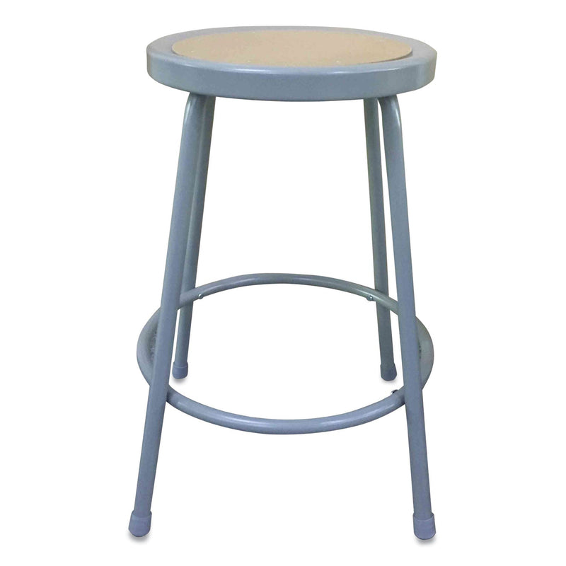 Alera Industrial Metal Shop Stool, Backless, Supports Up to 300 lb, 24" Seat Height, Brown Seat, Gray Base