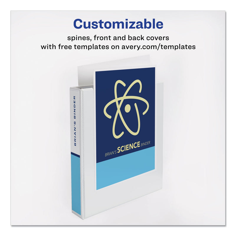 Avery Durable View Binder with DuraHinge and EZD Rings, 3 Rings, 1.5" Capacity, 11 x 8.5, White, (9401)