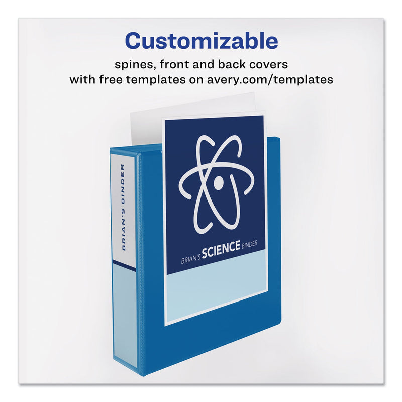 Avery Durable View Binder with DuraHinge and Slant Rings, 3 Rings, 2" Capacity, 11 x 8.5, Blue