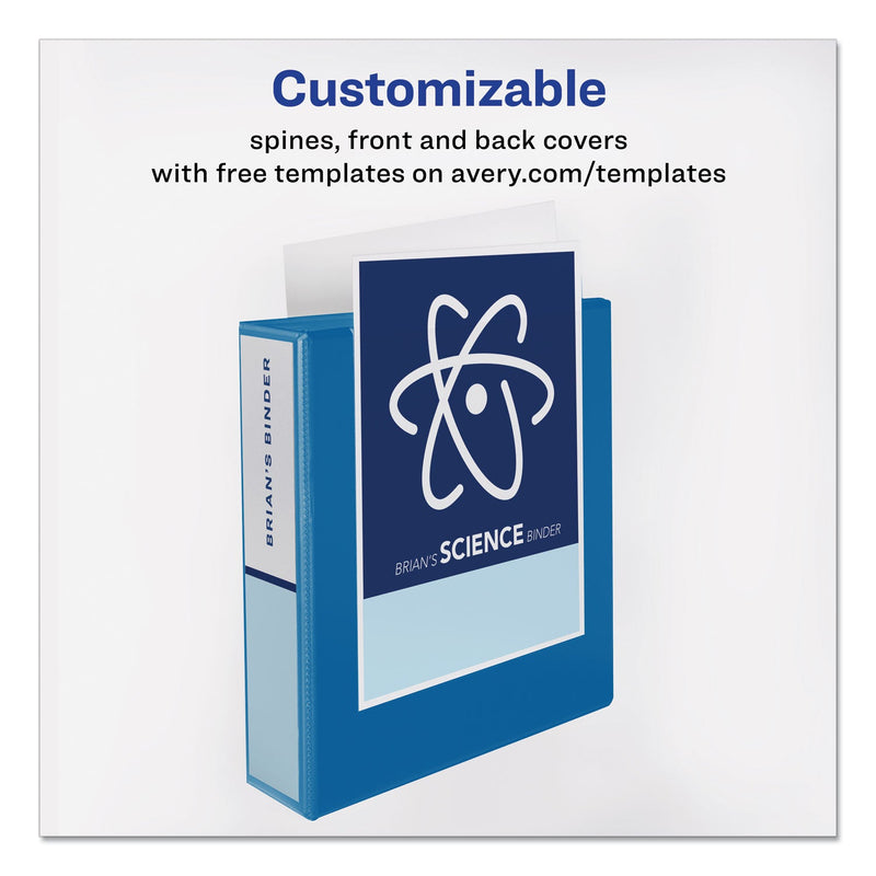 Avery Durable View Binder with DuraHinge and Slant Rings, 3 Rings, 1.5" Capacity, 11 x 8.5, Blue