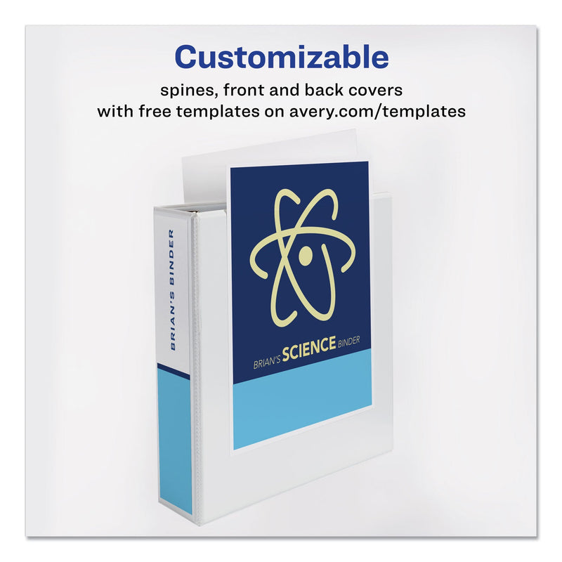 Avery Durable View Binder with DuraHinge and Slant Rings, 3 Rings, 2" Capacity, 11 x 8.5, White