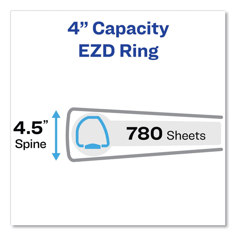 Avery Durable View Binder with DuraHinge and EZD Rings, 3 Rings, 4" Capacity, 11 x 8.5, Black, (9800)