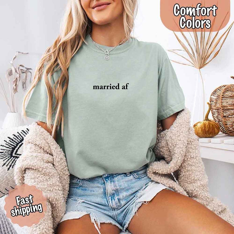 Married AF Comfort Colors T-Shirt, Just Married Couple Tee