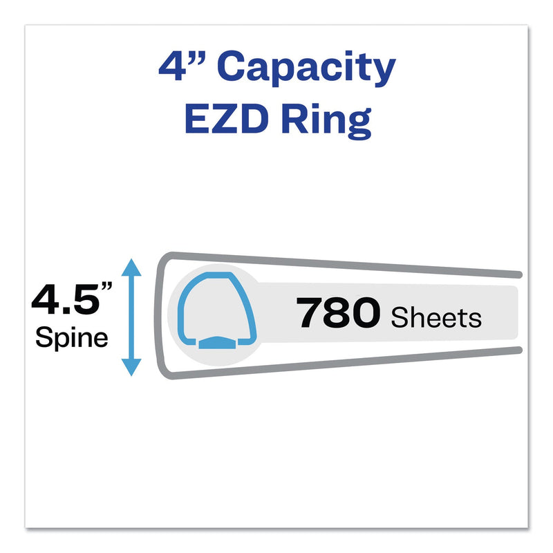 Avery Durable Non-View Binder with DuraHinge and EZD Rings, 3 Rings, 4" Capacity, 11 x 8.5, Black, (8802)