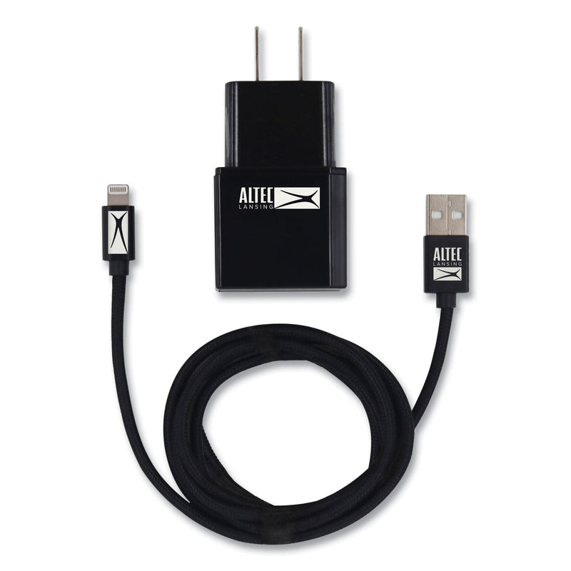 Altec Lansing Fabric Lightning Charging Cable, 3 ft, Black