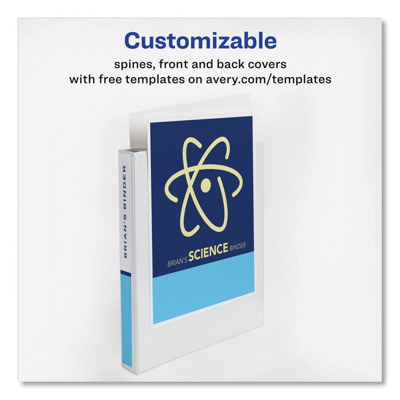 Avery Showcase Economy View Binder with Round Rings, 3 Rings, 1" Capacity, 11 x 8.5, White