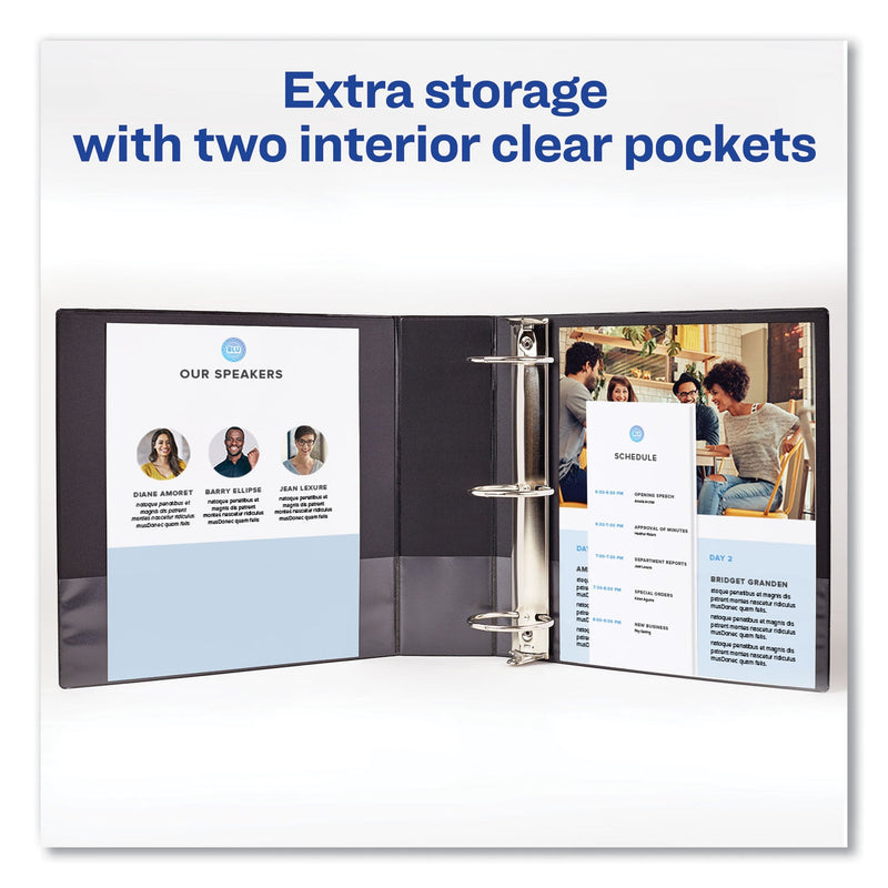 Avery Showcase Economy View Binder with Round Rings, 3 Rings, 1.5" Capacity, 11 x 8.5, Black