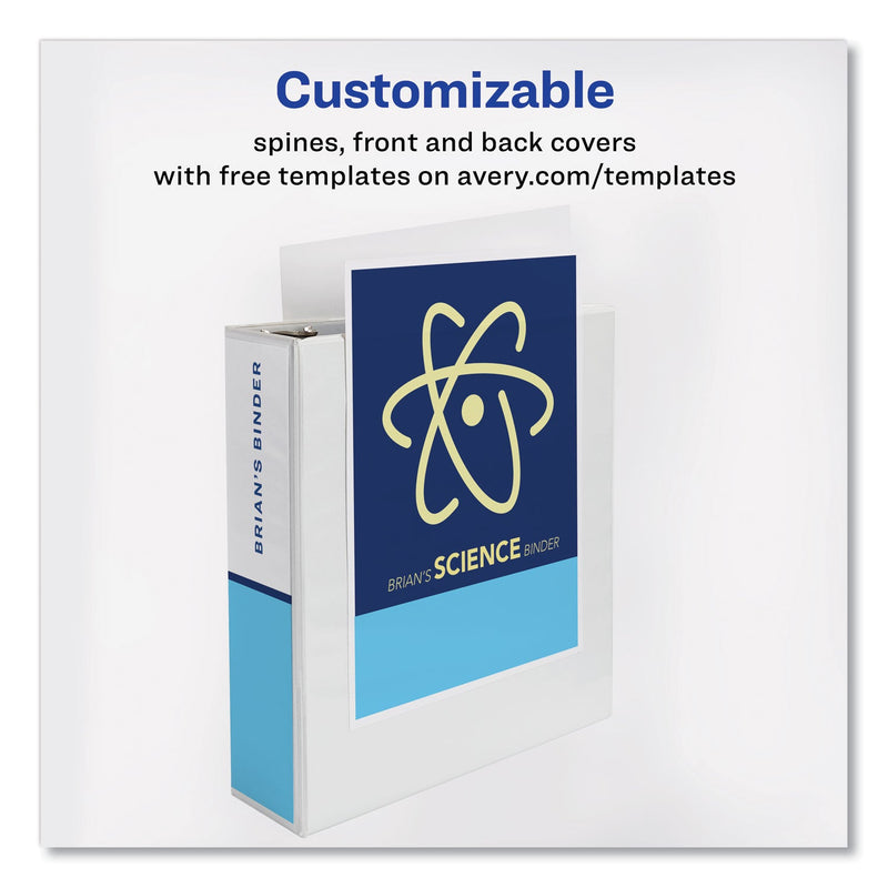 Avery Showcase Economy View Binder with Round Rings, 3 Rings, 3" Capacity, 11 x 8.5, White