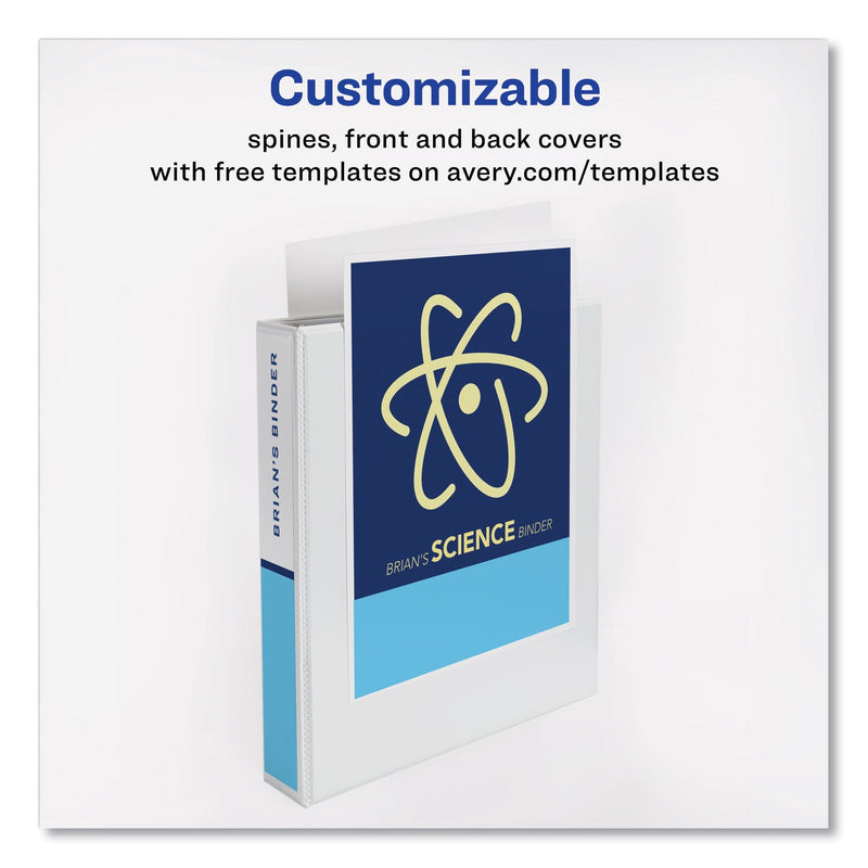 Avery Showcase Economy View Binder with Round Rings, 3 Rings, 1.5" Capacity, 11 x 8.5, White