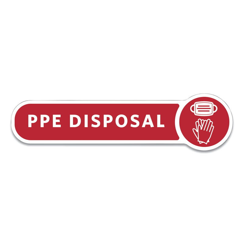 Rubbermaid Medical Decal, PPE DISPOSAL, 10 x 2.5, Red