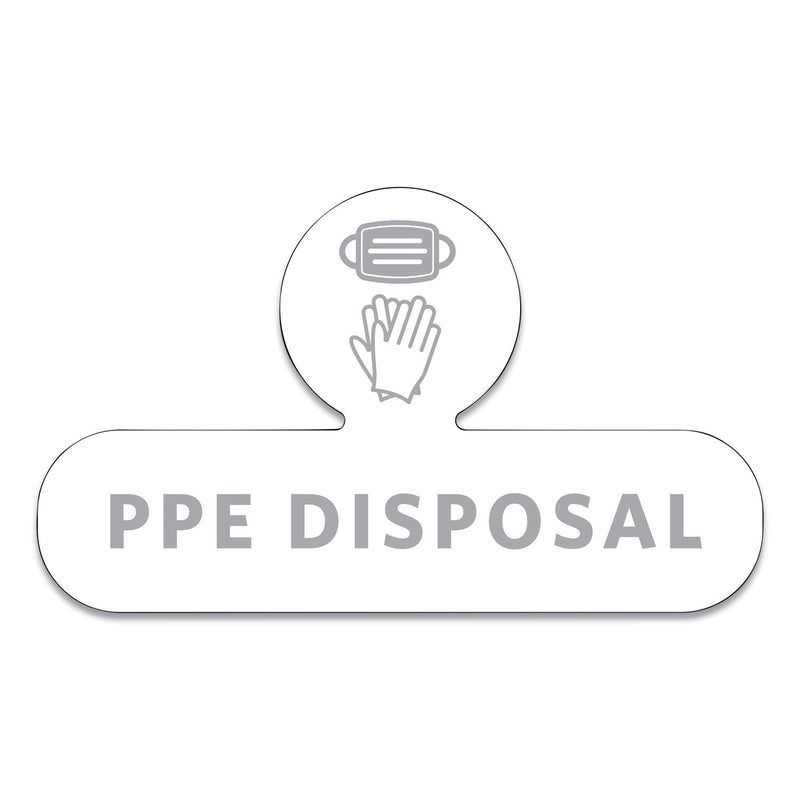 Rubbermaid Medical Decal, PPE DISPOSAL, 9.5 x 5.6, White