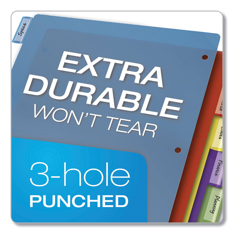 Cardinal Poly Index Dividers, 5-Tab, 11 x 8.5, Assorted, 4 Sets