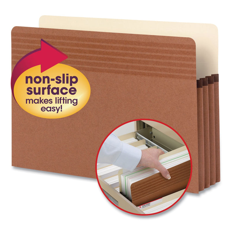 Smead Easy Grip Pockets, 3.5" Expansion, Legal Size, Redrope, 25/Box