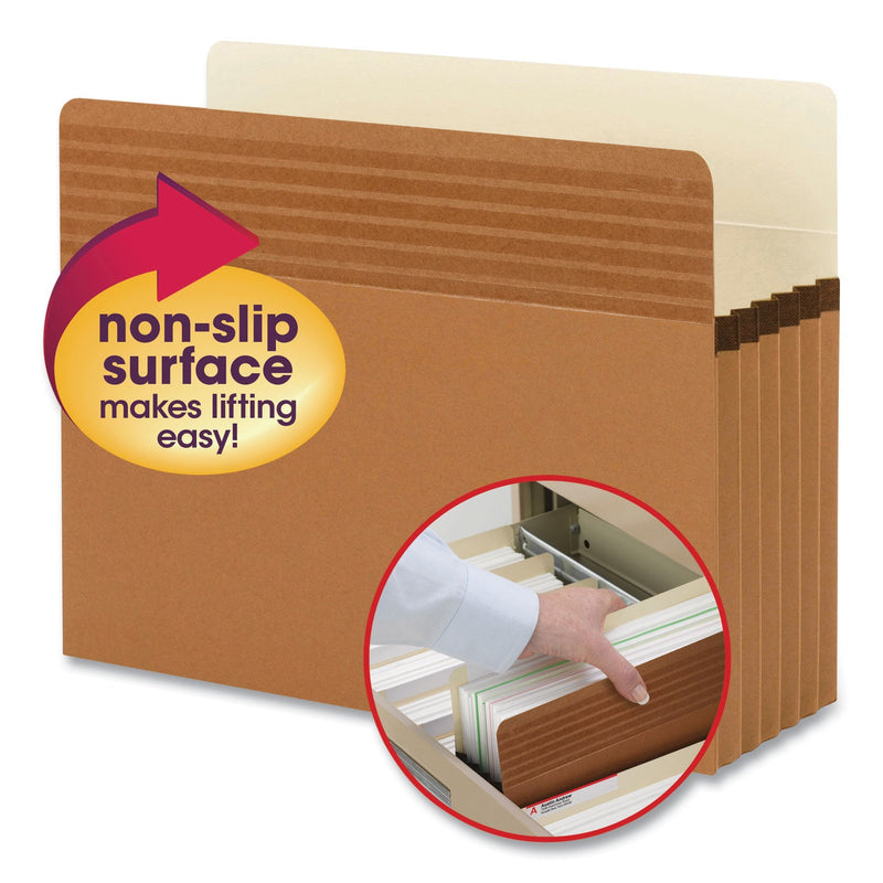 Smead Easy Grip Pockets, 5.25" Expansion, Letter Size, Redrope, 10/Box