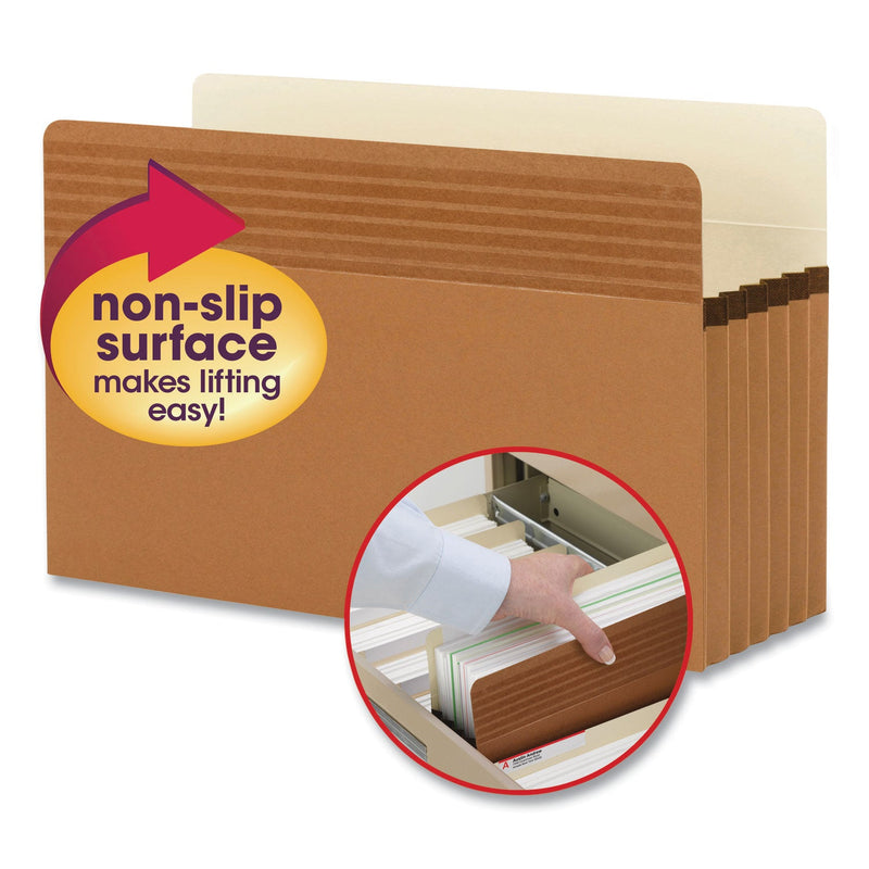 Smead Easy Grip Pockets, 5.25" Expansion, Legal Size, Redrope, 10/Box