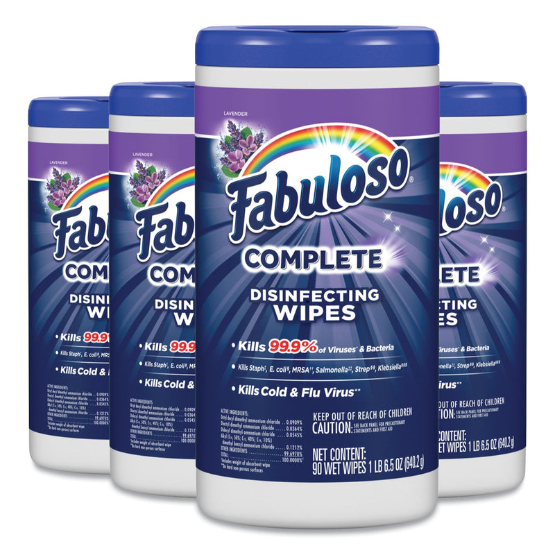 Fabuloso Multi Purpose Wipes, 7 x 7, Lavender, 90/Canister, 4 Canisters/Carton