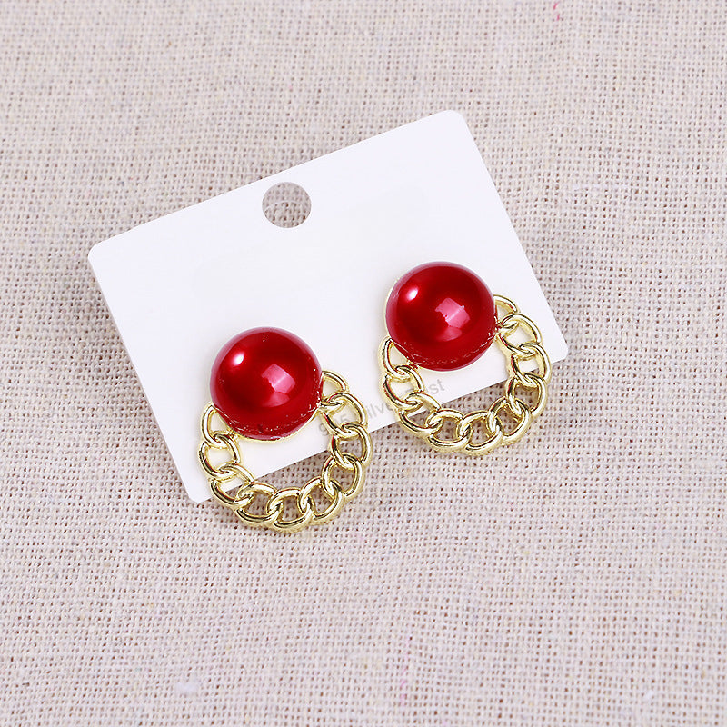 Round Geometric Pearls Earrings