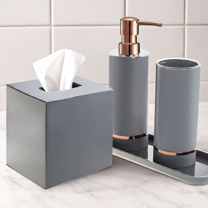 Acrylic Bathroom Set – Modern Bathroom Accessory Set with Stylish Vanity Organizer