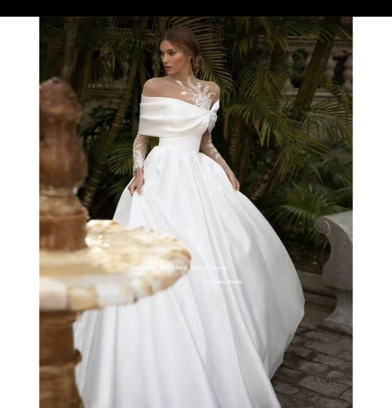 Elegant Satin Wedding Dress with Tutu Skirt