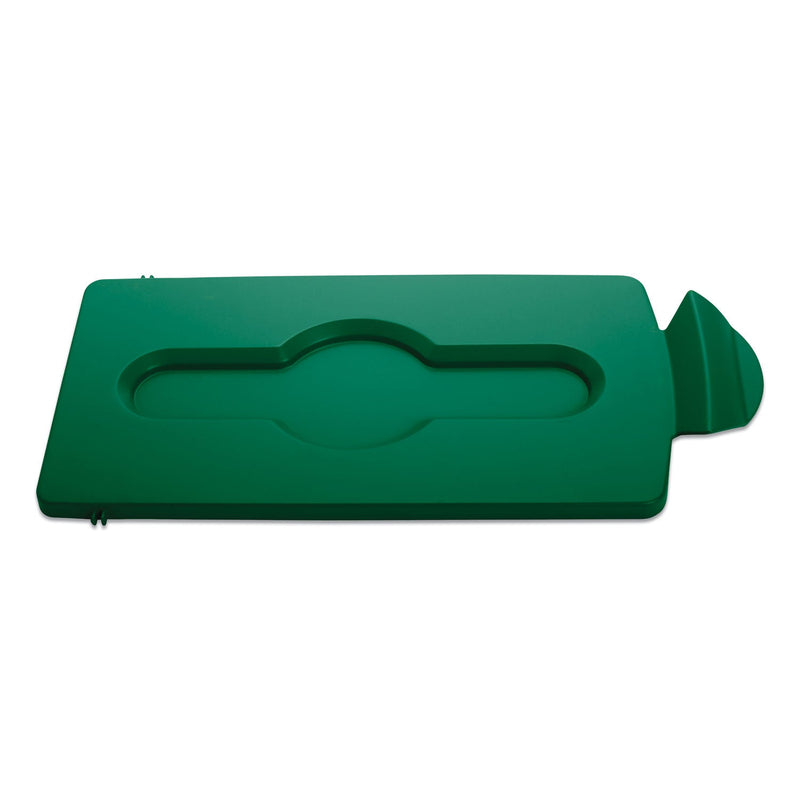 Rubbermaid Slim Jim Single Stream Recycling Top for Slim Jim Containers, 8w x 16.5d x 0.5h, Green