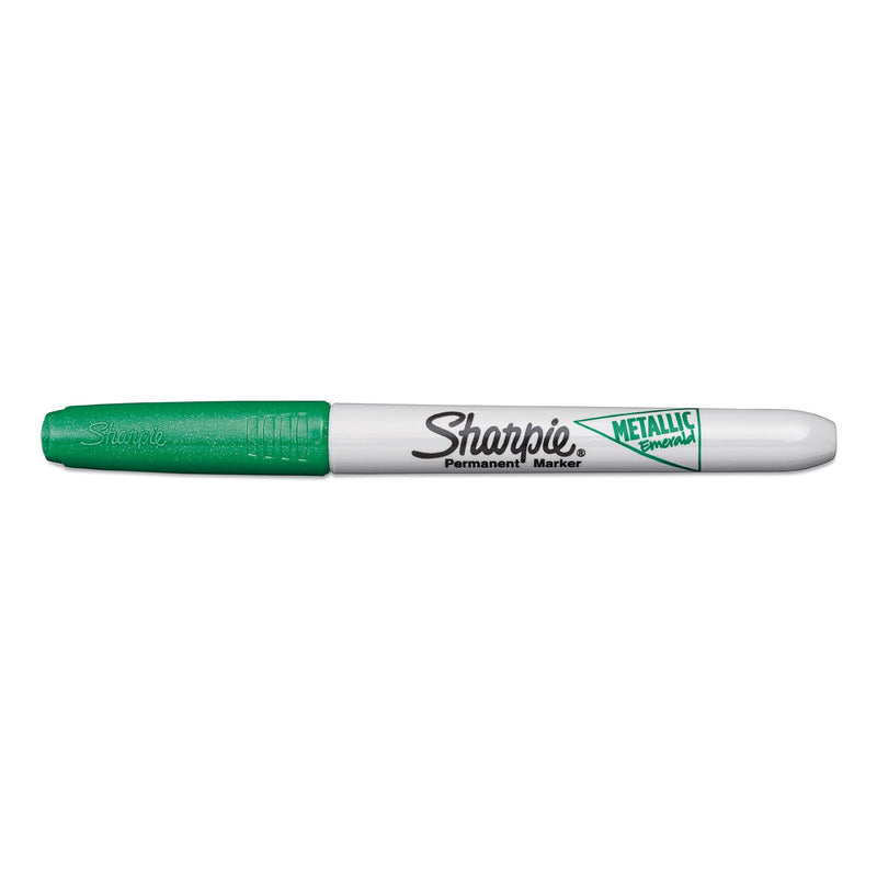 Sharpie Metallic Fine Point Permanent Markers, Fine Bullet Tip, Green, Dozen