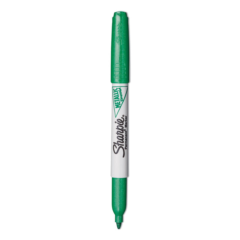 Sharpie Metallic Fine Point Permanent Markers, Fine Bullet Tip, Green, Dozen