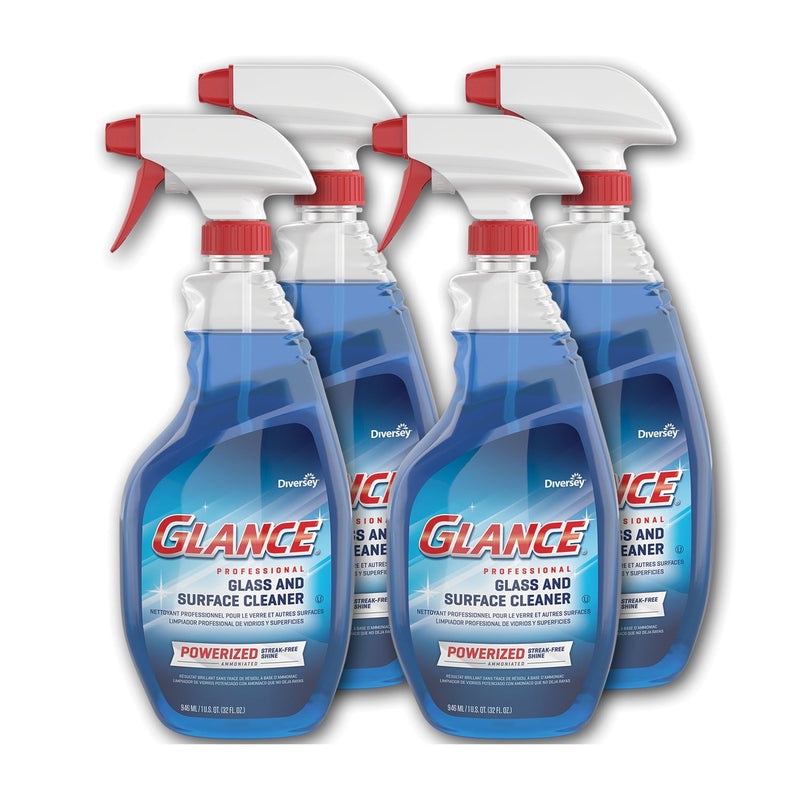Diversey Glance Powerized Glass and Surface Cleaner, Liquid, 32 oz, 4/Carton
