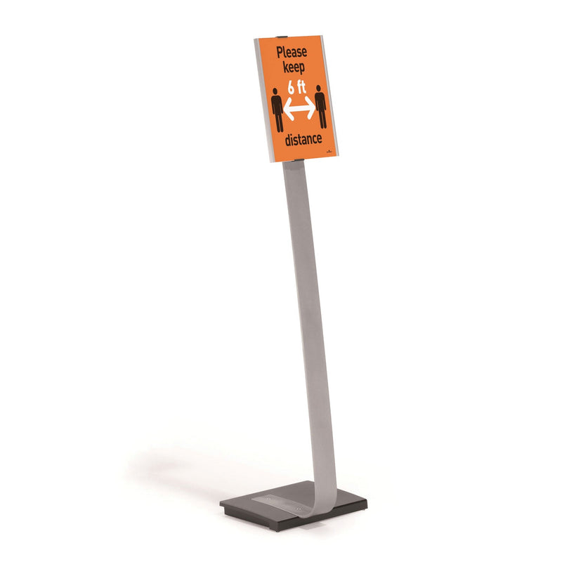 Durable Info Sign Duo Floor Stand, Letter-Size Inserts, 15 x 46.5, Clear