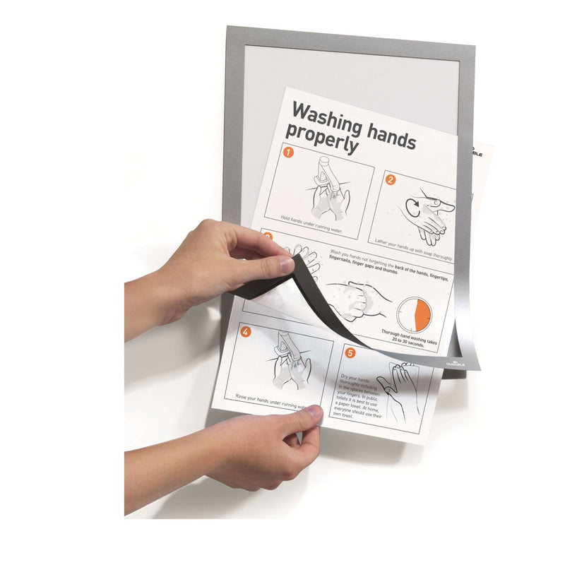 Durable DURAFRAME SUN Sign Holder, 8.5 x 11, Silver Frame, 2/Pack