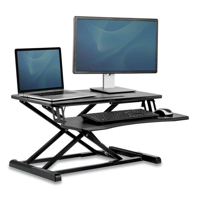 Fellowes Corsivo Sit-Stand Workstation, 31.5" x 24.25" x 16", Black