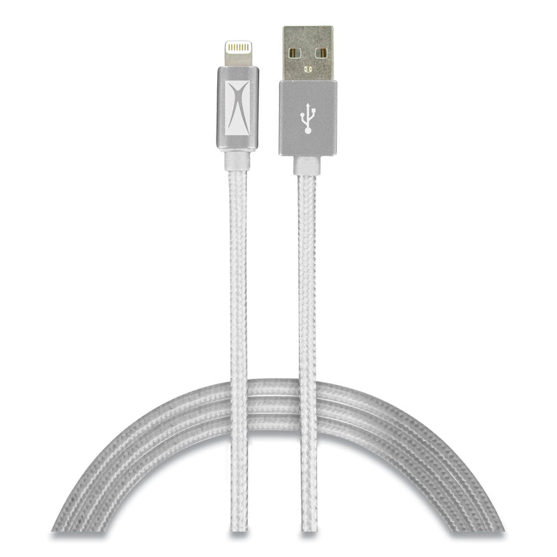 Altec Lansing Fabric Lightning Charging Cable, 6 ft, White
