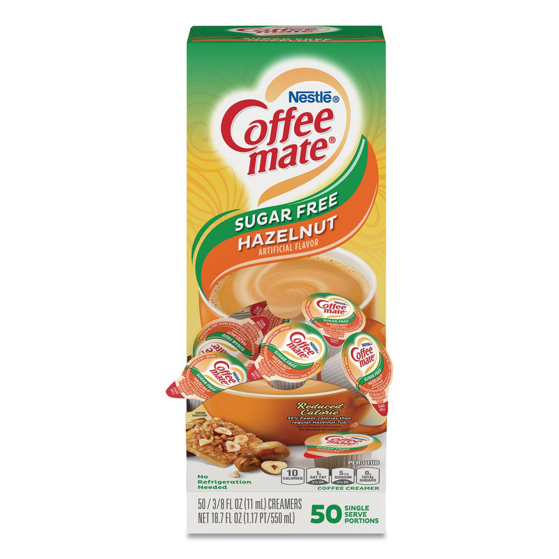 Coffee mate Liquid Coffee Creamer, Sugar Free Hazelnut, 0.38 oz Mini Cups, 50/Box