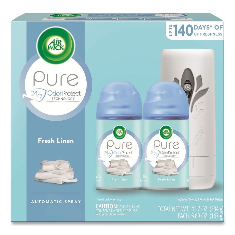 Air Wick Freshmatic Ultra Automatic Pure Starter Kit, 3.19 x 8.44 x 7.75, White/Gray, Tropical Flowers, 4/Carton