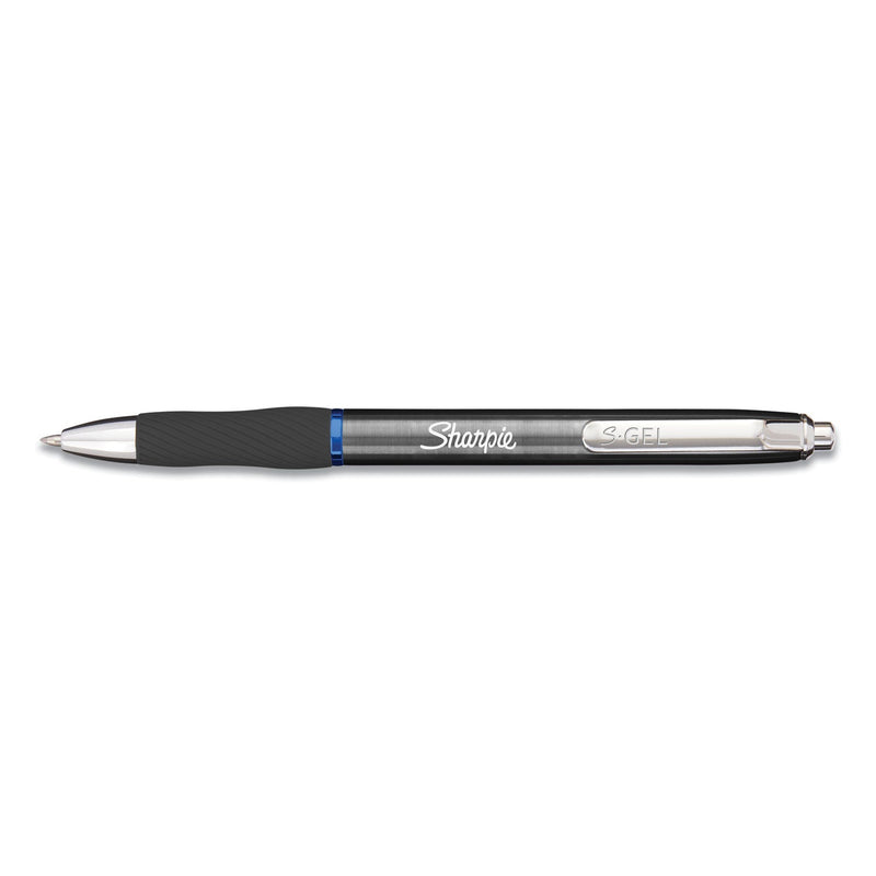 Sharpie S-Gel Premium Metal Barrel Gel Pen, Retractable, Medium 0.7 mm, Blue Ink, Gun Metal Gray Barrel, Dozen