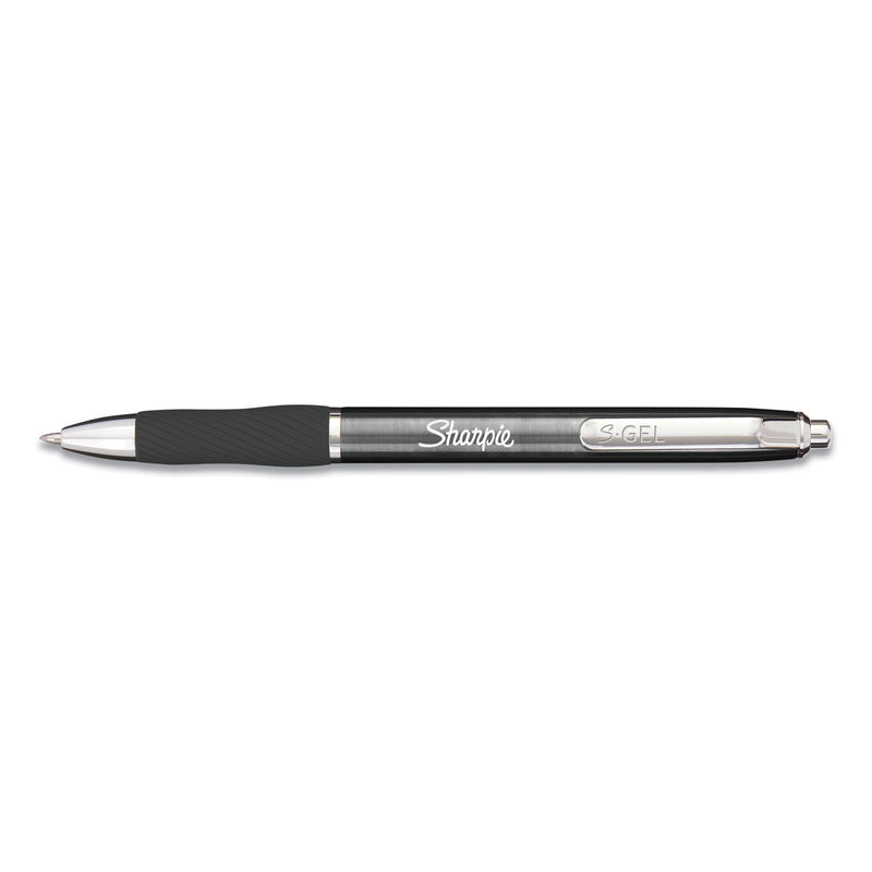 Sharpie S-Gel Premium Metal Barrel Gel Pen, Retractable, Medium 0.7 mm, Black Ink, Gun Metal Gray Barrel, Dozen