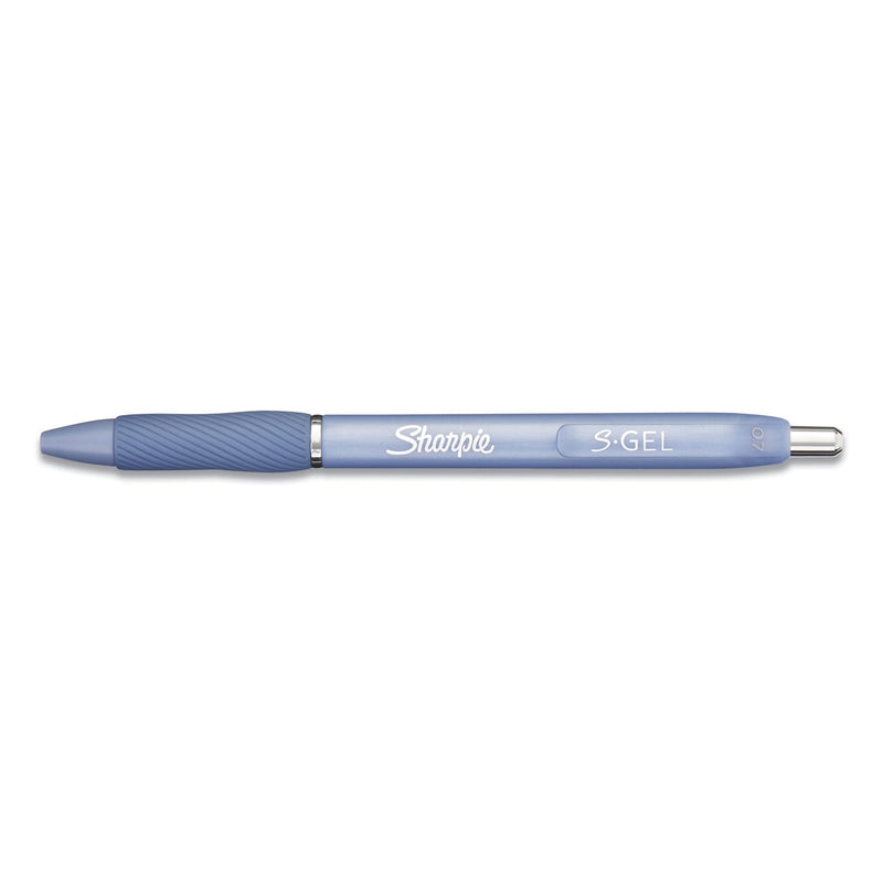 Sharpie S-Gel Fashion Barrel Gel Pen, Retractable, Medium 0.7 mm, Black Ink, Frost Blue Barrel, Dozen