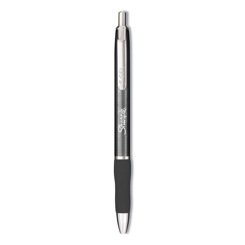 Sharpie S-Gel Premium Metal Barrel Gel Pen, Retractable, Medium 0.7 mm, Black Ink, Gun Metal Gray Barrel, Dozen