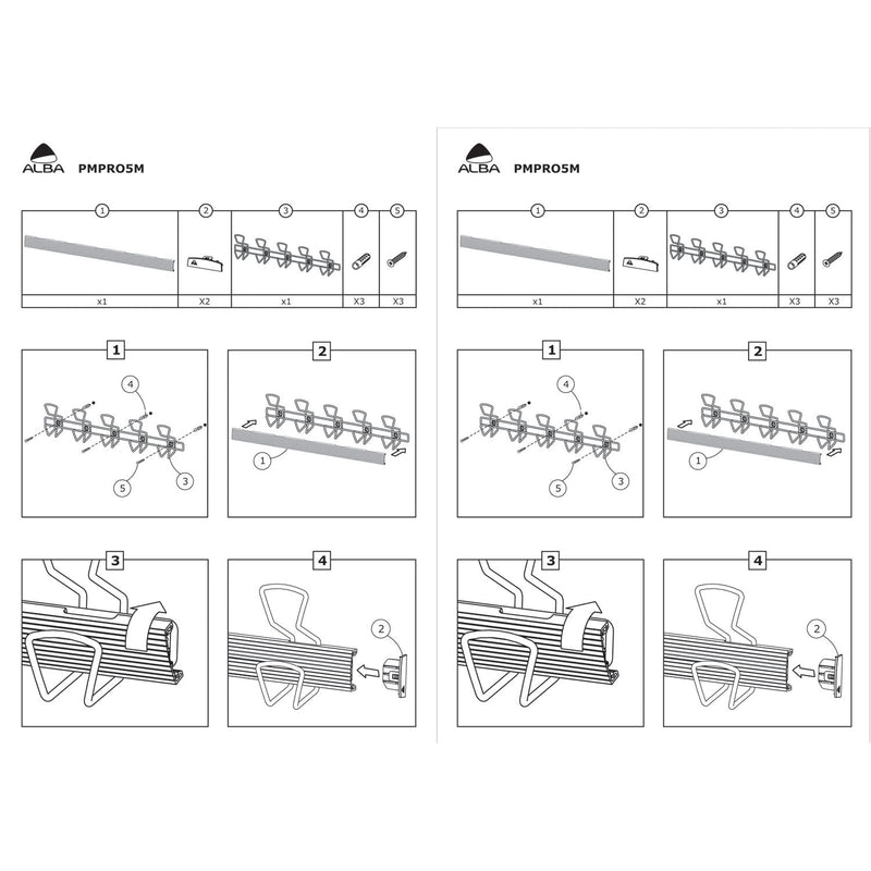 Alba Wall-Mount Coat Hooks, Metal, Silver, 22 lb, 29.92" x 2.95" x 6.45"